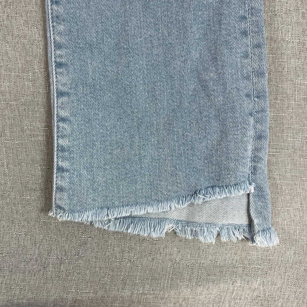MOTHER Insider Crop Step Fray High Rise Jeans Womens 24 Light Wash Fresh Catch